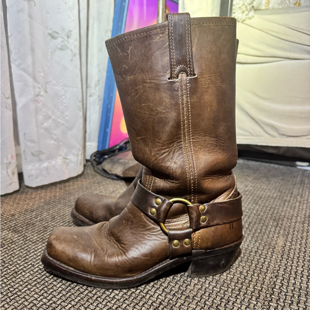 Frye Brown Leather Women's Harness Boots | Made In Usa